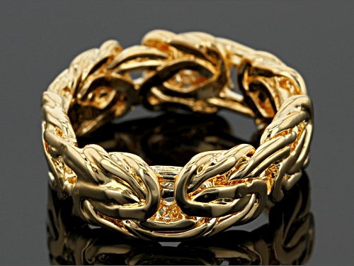 Moda Al Massimo® 18k Yellow Gold Over Bronze Byzantine Link Band Ring - Size 7