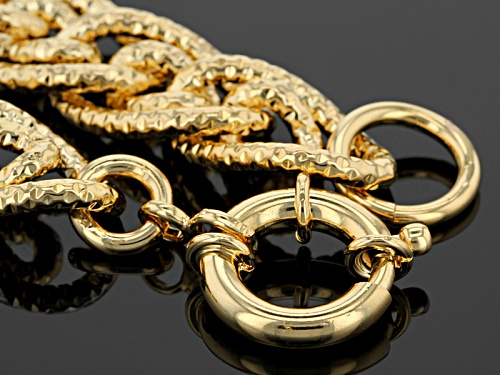 Moda Al Massimo® 18k Yellow Gold Over Bronze Interwoven Diamond Cut Curb 22 Inch Necklace - Size 22