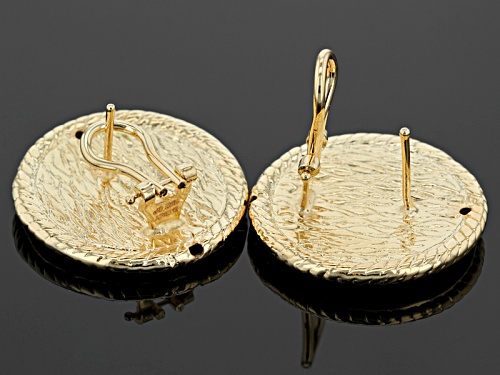 Moda Al Massimo® 18k Yellow Gold Over Bronze Button Mesh Weave Earrings