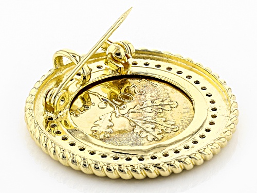 Moda Al Massimo® 0.4ctw Black Spinel 18k Yellow Gold & Rhodium Over Bronze Lira Coin Pendant