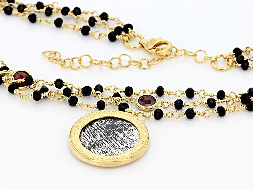 Moda Al Massimo® 18k Yellow Gold Over Bronze Multi-Row With Saint Medallion 21 1/2 Inch Necklace