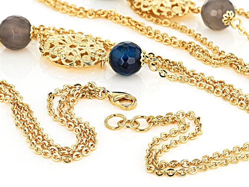 Moda Al Massimo® 18k Yellow Gold Over Bronze Multi-Strand Bead Station 33 Inch Necklace - Size 33