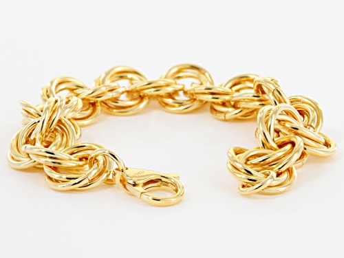 Moda Al Massimo® 18k Yellow Gold Over Bronze Polished Rolling Rolo 8 1/4 Inch Bracelet - Size 8.25