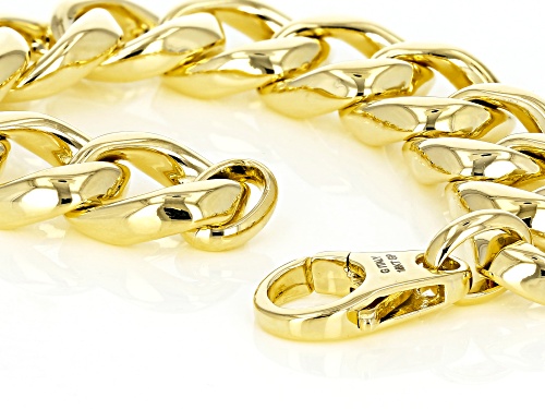 Moda Al Massimo® 18k Yellow Gold Over Bronze Flattened Curb 7.5 Inch Bracelet - Size 7.5