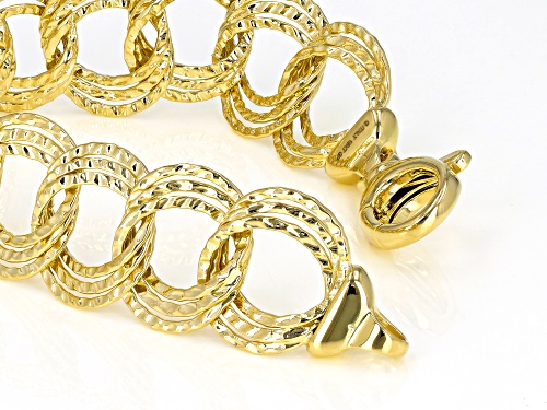Moda Al Massimo® 18k Yellow Gold Over Bronze Diamond Cut Garibaldi 8.25 Inch Bracelet - Size 8.25