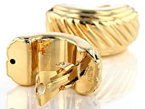 Moda Al Massimo® 18k Yellow Gold Over Bronze Curved Diamond Cut Earrings