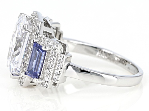 Bella Luce®Esotica™ 7.65ctw Tanzanite And White Diamond Simulants Rhodium Over Silver Ring - Size 8