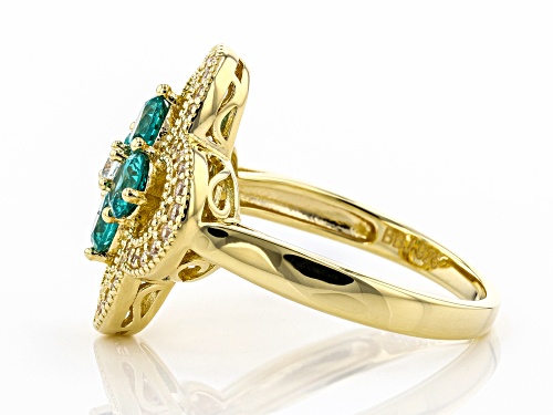 Bella Luce® Esotica™ 1.60ctw Paraiba Tourmaline and White Diamond Simulants Eterno™ Yellow Ring - Size 7