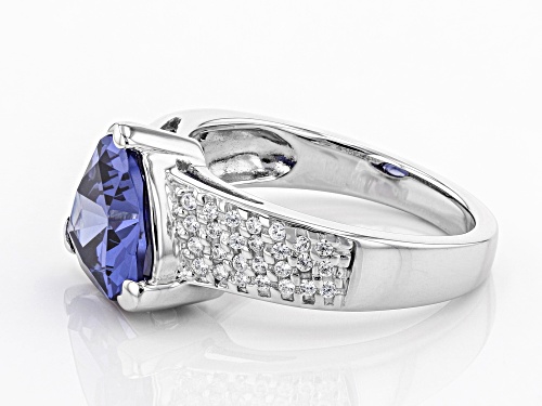 Bella Luce® Esotica™ 6.40ctw Tanzanite and White Diamond Simulant Rhodium Over Sterling Ring - Size 8