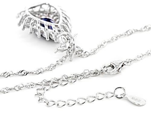 Bella Luce®Esotica™Tanzanite and White Diamond Simulants Rhodium Over Sterling Pendant With Chain