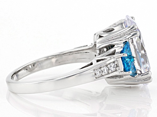 Bella Luce ® 10.53ctw Esotica ™ Neon Apatite and White Diamond Simulants Rhodium Over Sterling Ring - Size 11