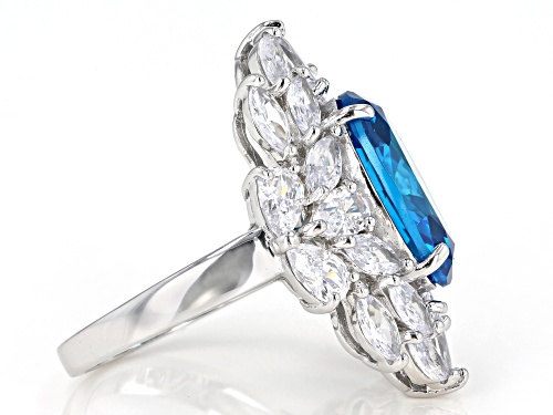 Bella Luce ® Esotica™ 16.12ctw Neon Apatite and White Diamond Simulants Rhodium Over Sterling Ring - Size 5