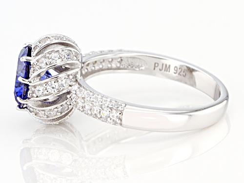 Bella Luce ® Tanzanite and White Diamond Simulants Rhodium Over Sterling Silver Ring - Size 8