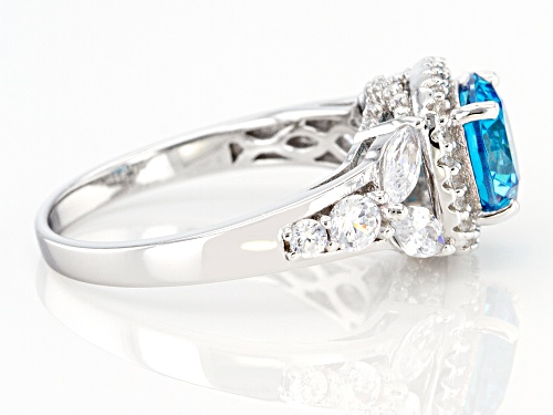 Bella Luce ® Neon Apatite and White Diamond Simulants Rhodium Over Sterling Silver Ring - Size 8
