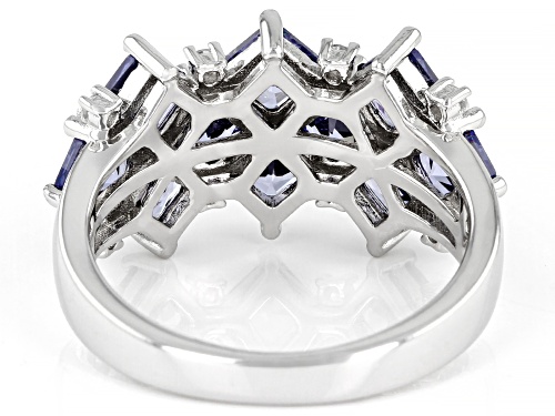 Bella Luce ® Esotica™ 5.95ctw Tanzanite And White Diamond Simulants Rhodium Over Silver Ring - Size 7