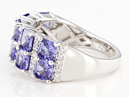 Bella Luce ® Esotica™ 6.22ctw Tanzanite And White Diamond Simulants Rhodium Over Silver Ring - Size 6