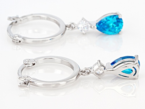 Bella Luce® Esotica™ 2.26ctw Neon Apatite and White Diamond Simulants Rhodium Over Silver Earrings