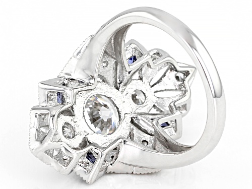 Bella Luce ® Esotica™ 5.32ctw Tanzanite and White Diamond Simulants Rhodium Over Sterling Ring - Size 5