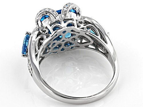 Bella Luce ® Esotica ™ 8.32ctw Neon Apatite and White Diamond Simulants Rhodium Over Silver Ring - Size 8