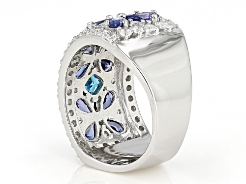 Bella Luce®Esotica™ Tazanite, Neon Apatite, And White Diamond Simulants Rhodium Over Silver Ring - Size 5