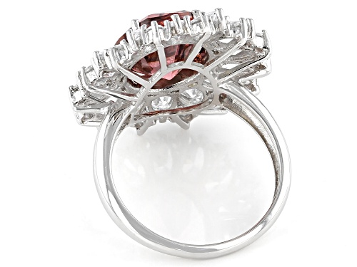 Bella Luce ® Esotica™ 16.10ctw Blush Zircon And White Diamond Simulants Rhodium Over Silver Ring - Size 7