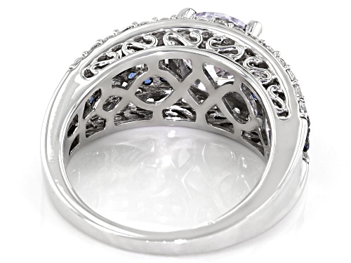 Bella Luce ® Esotica™ 5.25ctw Tanzanite And White Diamond Simulants Rhodium Over Silver Ring - Size 6