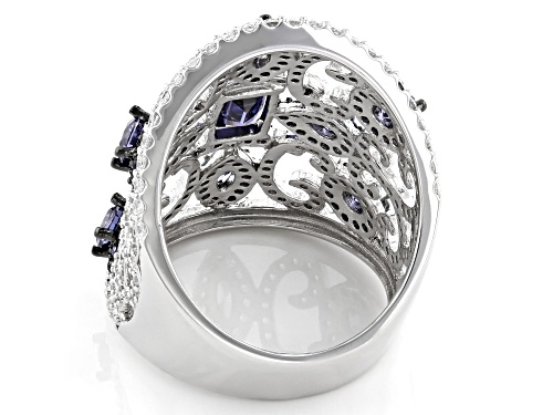 Bella Luce®7.12ctw Lab Created Sapphire, Tanzanite, And Diamond Simulants Rhodium Over Silver Ring - Size 5
