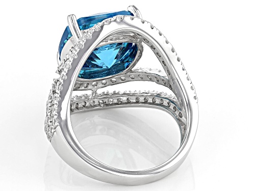 Bella Luce ® Esotica™ 16.70ctw Neon Apatite And White Diamond Simulants Platinum Over Silver Ring - Size 5