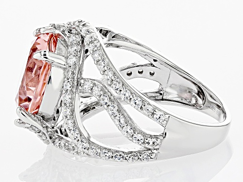 Bella Luce ® Esotica™ 8.25ctw Morganite And White Diamond Simulants Rhodium Over Silver Ring - Size 7