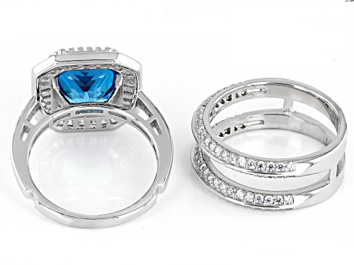 Bella Luce® Esotica™ Neon Apatite And White Diamond Simulants Rhodium Over Silver Ring With Guard - Size 8