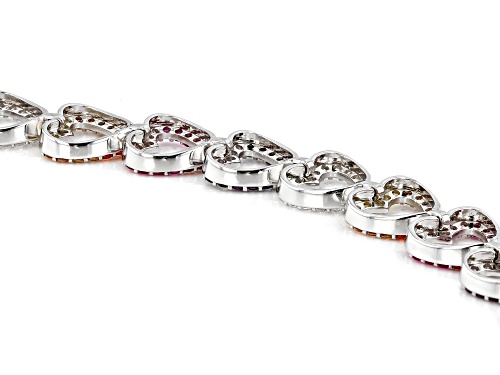 Bella Luce ® Esotica™ 7.25ctw Multi Gem Simulants Rhodium Over Silver Heart Bracelet - Size 7.25