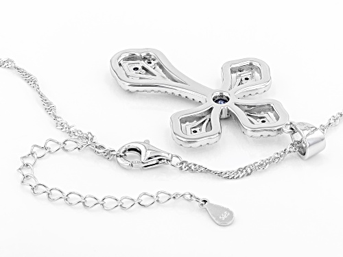 Bella Luce® Esotica™ Tanzanite and White Diamond Simulants Rhodium Over Silver Pendant With Chain
