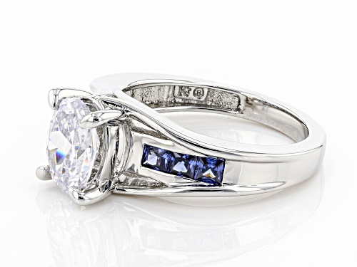 Bella Luce ® Esotica™ 3.95ctw Tanzanite And White Diamond Simulants Rhodium Over Silver Ring - Size 7