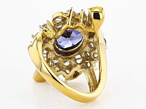 Bella Luce ® Esotica™ 6.73ctw Tanzanite And White Diamond Simulants Eterno™ Yellow Ring - Size 10
