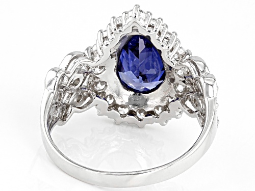 Bella Luce® Esotica™ 8.08ctw Tanzanite and White Diamond Simulants Rhodium Over Sterling Silver Ring - Size 9