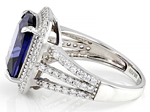 Bella Luce ® Esotica™ 10.67ctw Tanzanite And White Diamond Simulants Rhodium Over Silver Ring - Size 8