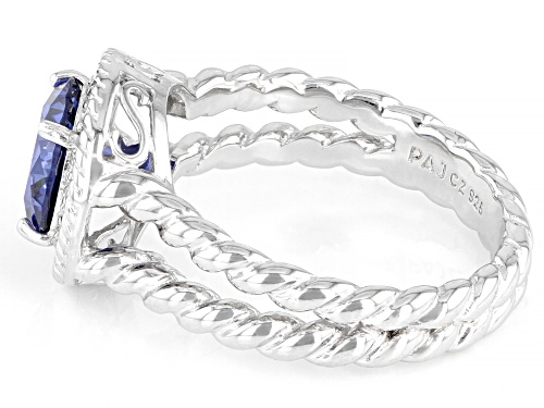 Bella Luce ® Esotica™ 3.18ctw Tanzanite And White Diamond Simulants Platinum Over Silver Ring - Size 7