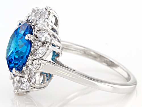 Bella Luce ® 7.34ctw Esotica™ Neon Apatite And White Diamond Simulants Rhodium Over Silver Ring - Size 7