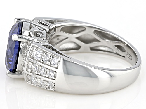 Bella Luce ® Esotica ™ 4.28ctw Tanzanite & White Diamond Simulants Rhodium Over Silver Ring - Size 8