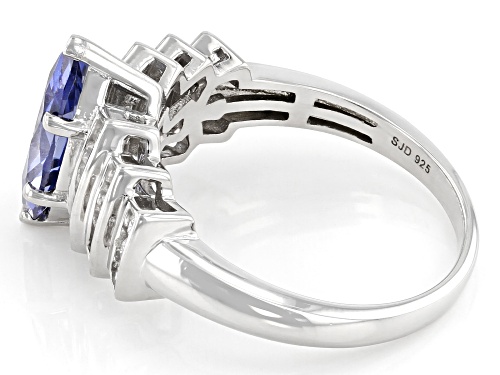 Bella Luce ® Esotica™ 3.55ctw Tanzanite And White Diamond Simulants Rhodium Over Silver Ring - Size 10