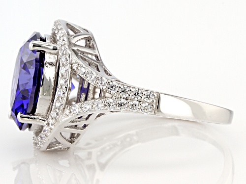 Bella Luce® 9.45ctw Esotica® Tanzanite and White Diamond Simulants Rhodium Over Silver Ring - Size 8