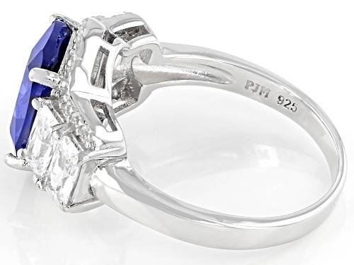 Bella Luce® Esotica™ 6.98ctw Tanzanite And White Diamond Simulants Platinum Over Silver Ring - Size 9