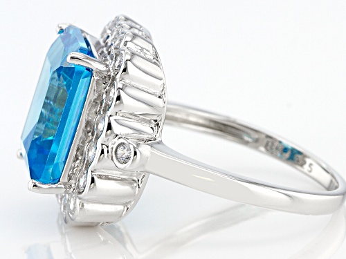 Bella Luce® Esotica® 11.17ctw Neon Apatite and White Diamond Simulants Rhodium Over Silver Ring - Size 5