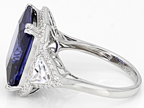 Bella Luce® Esotica® 18.17ctw Tanzanite And White Diamond Simulants Rhodium Over Silver Ring - Size 7