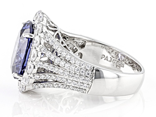 Bella Luce® Esotica™ 8.92ctw Tanzanite And White Diamond Simulants Platinum Over Silver Ring - Size 8