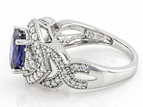 Bella Luce® Esotica™ 4.05ctw Tanzanite And White Diamond Simulants Rhodium Over Sterling Silver Ring - Size 7