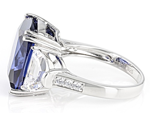 Bella Luce® Esotica™ 19.09ctw Tanzanite And White Diamond Simulants Rhodium Over Silver Ring - Size 12