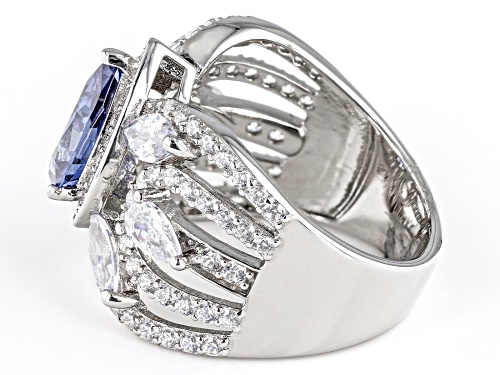 Bella Luce® Esotica™ 5.88ctw Tanzanite And White Diamond Simulants Rhodium Over Sterling Silver Ring - Size 6