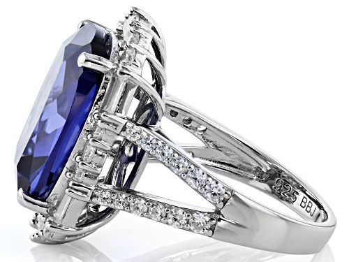 Bella Luce® Esotica™ 19.40ctw Tanzanite And White Diamond Simulants Rhodium Over Silver Ring - Size 5