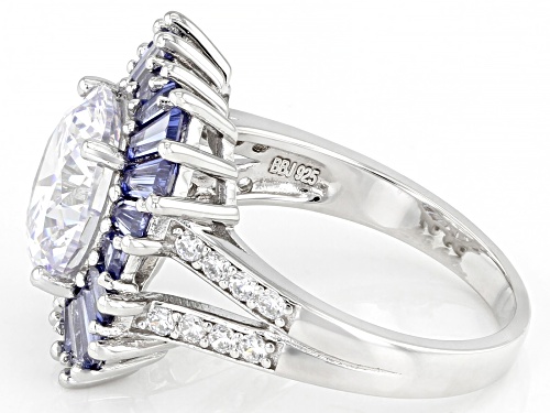 Bella Luce® Esotica™ 9.36ctw Tanzanite And White Diamond Simulants Rhodium Over Sterling Silver Ring - Size 7